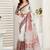 soft lilen print work designer party wear festive 1 minute ready to wear saree with unstitched blouse piece