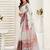 soft lilen print work designer party wear festive 1 minute ready to wear saree with unstitched blouse piece