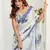 white lilen print 1 minute ready to wear saree with unstitched blouse piece