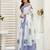 white lilen print work designer party wear festive 1 minute ready to wear saree with unstitched blouse piece