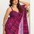purple lilen print work designer party wear festive 1 minute ready to wear saree with unstitched blouse piece