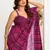 purple lilen print 1 minute ready to wear saree with unstitched blouse piece