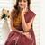 brown yellow lilen print work designer party wear festive 1 minute ready to wear saree with unstitched blouse piece