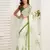white green lilen print work designer party wear festive 1 minute ready to wear saree with unstitched blouse piece