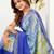 blue yellow lilen print work designer party wear festive 1 minute ready to wear saree with unstitched blouse piece
