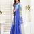 blue yellow lilen print work designer party wear festive 1 minute ready to wear saree with unstitched blouse piece