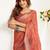 rust lilen print work designer party wear festive 1 minute ready to wear saree with unstitched blouse piece
