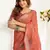 rust lilen print work designer party wear festive 1 minute ready to wear saree with unstitched blouse piece