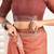 rust lilen print work designer party wear festive 1 minute ready to wear saree with unstitched blouse piece