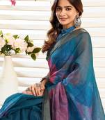 rama lilen print 1 minute ready to wear saree with unstitched blouse piece