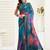 rama lilen print work designer party wear festive 1 minute ready to wear saree with unstitched blouse piece