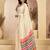 off white lilen print work designer party wear festive 1 minute ready to wear saree with unstitched blouse piece