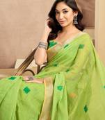 parrot lilen print 1 minute ready to wear saree with unstitched blouse piece