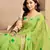 parrot lilen print work designer party wear festive 1 minute ready to wear saree with unstitched blouse piece