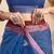 blue lilen print work designer party wear festive 1 minute ready to wear saree with unstitched blouse piece