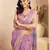 lavender lilen print work designer party wear festive 1 minute ready to wear saree with unstitched blouse piece