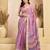 lavender lilen print work designer party wear festive 1 minute ready to wear saree with unstitched blouse piece