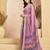 lavender lilen print work designer party wear festive 1 minute ready to wear saree with unstitched blouse piece