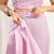 baby pink lilen print work designer party wear festive 1 minute ready to wear saree with unstitched blouse piece