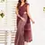 Wine lilen print 1 minute ready to wear saree with unstitched blouse piece