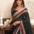 black lilen print work designer party wear festive 1 minute ready to wear saree with unstitched blouse piece
