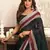 black lilen print work designer party wear festive 1 minute ready to wear saree with unstitched blouse piece