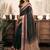black lilen print work designer party wear festive 1 minute ready to wear saree with unstitched blouse piece