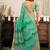 sea green lilen print work designer party wear festive 1 minute ready to wear saree with unstitched blouse piece