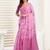 baby pink lilen print work designer party wear festive 1 minute ready to wear saree with unstitched blouse piece