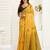yellow black lilen print work designer party wear festive 1 minute ready to wear saree with unstitched blouse piece