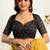 yellow black lilen print work designer party wear festive 1 minute ready to wear saree with unstitched blouse piece