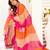 pink orange lilen print work designer party wear festive 1 minute ready to wear saree with unstitched blouse piece