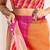 pink orange lilen print work designer party wear festive 1 minute ready to wear saree with unstitched blouse piece