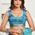 light blue lilen print work designer party wear festive 1 minute ready to wear saree with unstitched blouse piece
