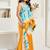 white sky lilen print work designer party wear festive 1 minute ready to wear saree with unstitched blouse piece