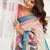 White lilen print work designer party wear festive 1 minute ready to wear saree with unstitched blouse piece
