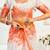 orange lilen print work designer party wear festive 1 minute ready to wear saree with unstitched blouse piece