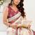 white wine lilen print work designer party wear festive 1 minute ready to wear saree with unstitched blouse piece
