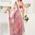 white wine lilen print work designer party wear festive 1 minute ready to wear saree with unstitched blouse piece