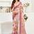 White lilen print work designer party wear festive 1 minute ready to wear saree with unstitched blouse piece