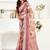 White lilen print work designer party wear festive 1 minute ready to wear saree with unstitched blouse piece