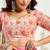 pink lilen print work designer party wear festive 1 minute ready to wear saree with unstitched blouse piece