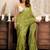 mehendi lilen print work designer party wear festive 1 minute ready to wear saree with unstitched blouse piece