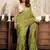 mehendi lilen print work designer party wear festive 1 minute ready to wear saree with unstitched blouse piece