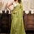 mehendi lilen print work designer party wear festive 1 minute ready to wear saree with unstitched blouse piece