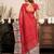 red lilen print work designer party wear festive 1 minute ready to wear saree with unstitched blouse piece