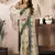 off white lilen print 1 minute ready to wear saree with unstitched blouse piece