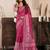 rani pink lilen print work designer party wear festive 1 minute ready to wear saree with unstitched blouse piece