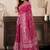 rani pink lilen print work designer party wear festive 1 minute ready to wear saree with unstitched blouse piece