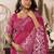 rani pink lilen print work designer party wear festive 1 minute ready to wear saree with unstitched blouse piece